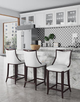Emperor Bar Stool in Pearl White and Walnut (Set of 2) by Manhattan Comfort at Eve Furniture