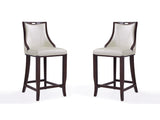 Emperor Bar Stool in Pearl White and Walnut (Set of 2) by Manhattan Comfort at Eve Furniture