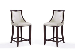 Emperor Bar Stool in Pearl White and Walnut (Set of 2) by Manhattan Comfort at Eve Furniture
