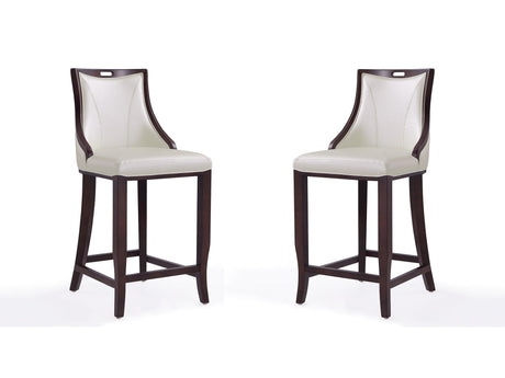 Emperor Bar Stool in Pearl White and Walnut (Set of 2) by Manhattan Comfort at Eve Furniture