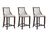Emperor Bar Stool in Pearl White and Walnut (Set of 3) by Manhattan Comfort at Eve Furniture