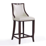 Emperor Bar Stool in Pearl White and Walnut (Set of 3) by Manhattan Comfort at Eve Furniture