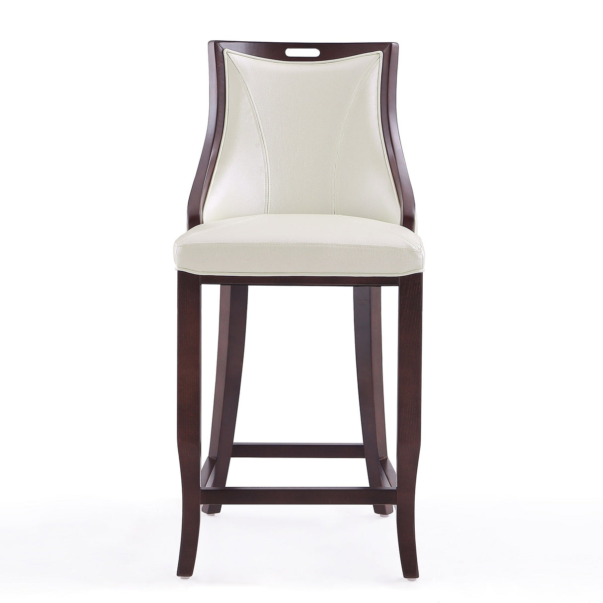 Emperor Bar Stool in Pearl White and Walnut (Set of 3) by Manhattan Comfort at Eve Furniture
