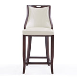 Emperor Bar Stool in Pearl White and Walnut (Set of 3) by Manhattan Comfort at Eve Furniture