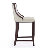 Emperor Bar Stool in Pearl White and Walnut (Set of 3) by Manhattan Comfort at Eve Furniture