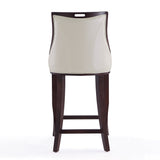 Emperor Bar Stool in Pearl White and Walnut (Set of 3) by Manhattan Comfort at Eve Furniture