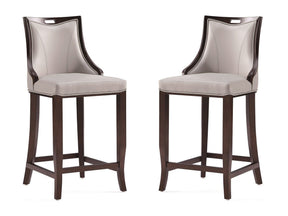 Emperor Faux Leather Barstool in Light Grey (set of 2) by Manhattan Comfort at Eve Furniture