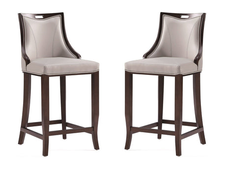 Emperor Faux Leather Barstool in Light Grey (set of 2) by Manhattan Comfort at Eve Furniture