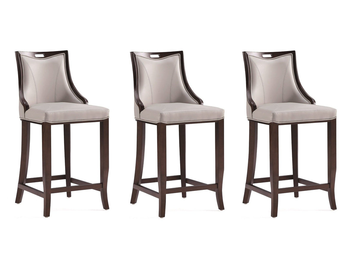 Emperor Faux Leather Barstool in Light Grey (set of 3) by Manhattan Comfort at Eve Furniture
