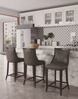 Emperor Faux Leather Barstool in Pebble Grey by Manhattan Comfort at Eve Furniture