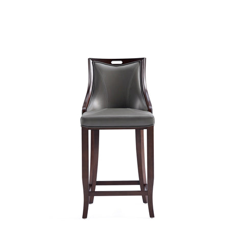 Emperor Faux Leather Barstool in Pebble Grey by Manhattan Comfort at Eve Furniture