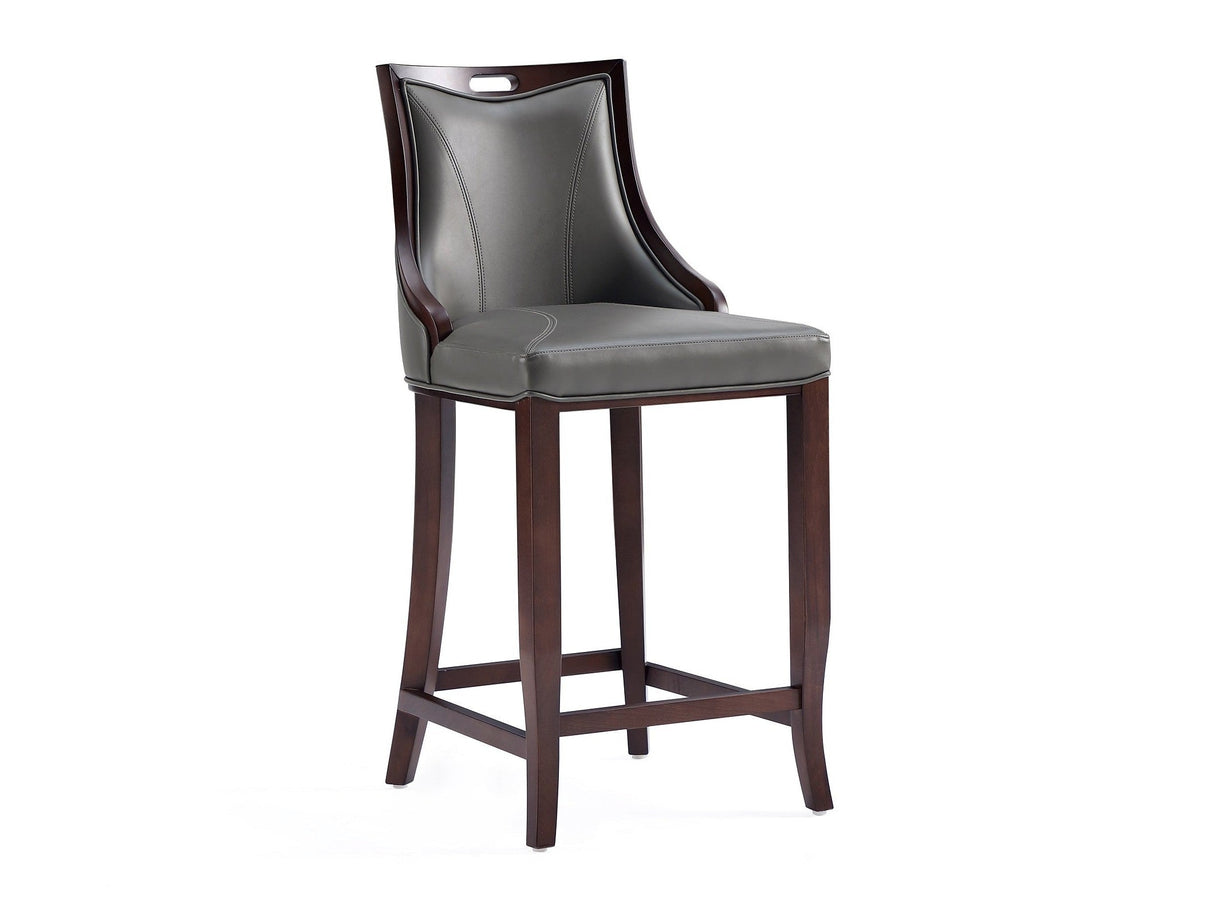 Emperor Faux Leather Barstool in Pebble Grey by Manhattan Comfort at Eve Furniture