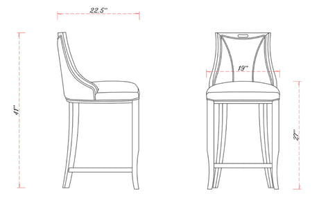 Emperor Faux Leather Barstool in Pebble Grey (set of 2) by Manhattan Comfort at Eve Furniture