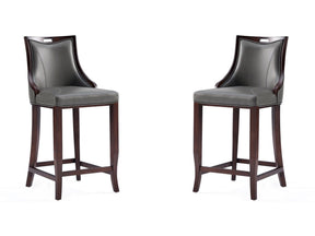 Emperor Faux Leather Barstool in Pebble Grey (set of 2) by Manhattan Comfort at Eve Furniture