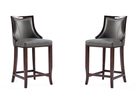 Emperor Faux Leather Barstool in Pebble Grey (set of 2) by Manhattan Comfort at Eve Furniture