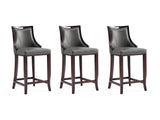 Emperor Faux Leather Barstool in Pebble Grey (set of 3) by Manhattan Comfort at Eve Furniture