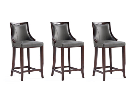 Emperor Faux Leather Barstool in Pebble Grey (set of 3) by Manhattan Comfort at Eve Furniture