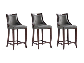 Emperor Faux Leather Barstool in Pebble Grey (set of 3) by Manhattan Comfort at Eve Furniture
