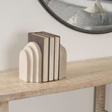 Empire Sandstone Resin Arc Book End Set by Mercana at Eve Furniture