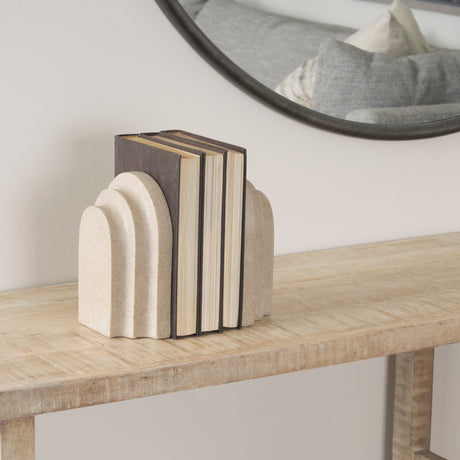 Empire Sandstone Resin Arc Book End Set by Mercana at Eve Furniture