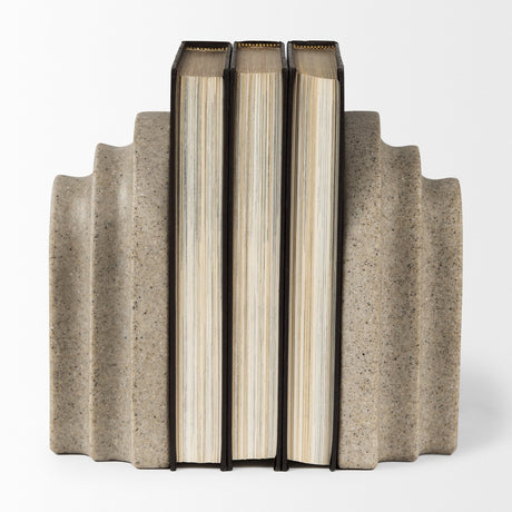 Empire Sandstone Resin Arc Book End Set by Mercana at Eve Furniture