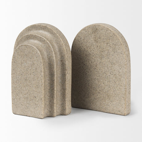 Empire Sandstone Resin Arc Book End Set by Mercana at Eve Furniture