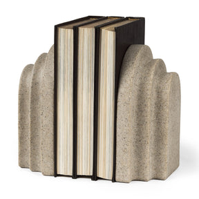 Empire Sandstone Resin Arc Book End Set by Mercana at Eve Furniture
