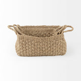 Emra (Set of 3) Light Brown Seagrass Rectangular Basket W/ Handles by Mercana at Eve Furniture