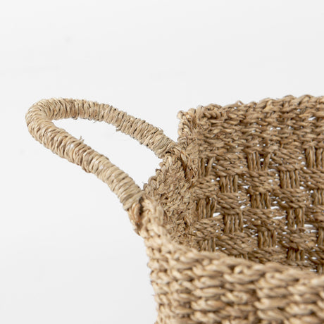 Emra (Set of 3) Light Brown Seagrass Rectangular Basket W/ Handles by Mercana at Eve Furniture