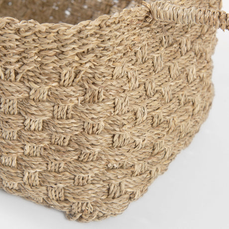 Emra (Set of 3) Light Brown Seagrass Rectangular Basket W/ Handles by Mercana at Eve Furniture