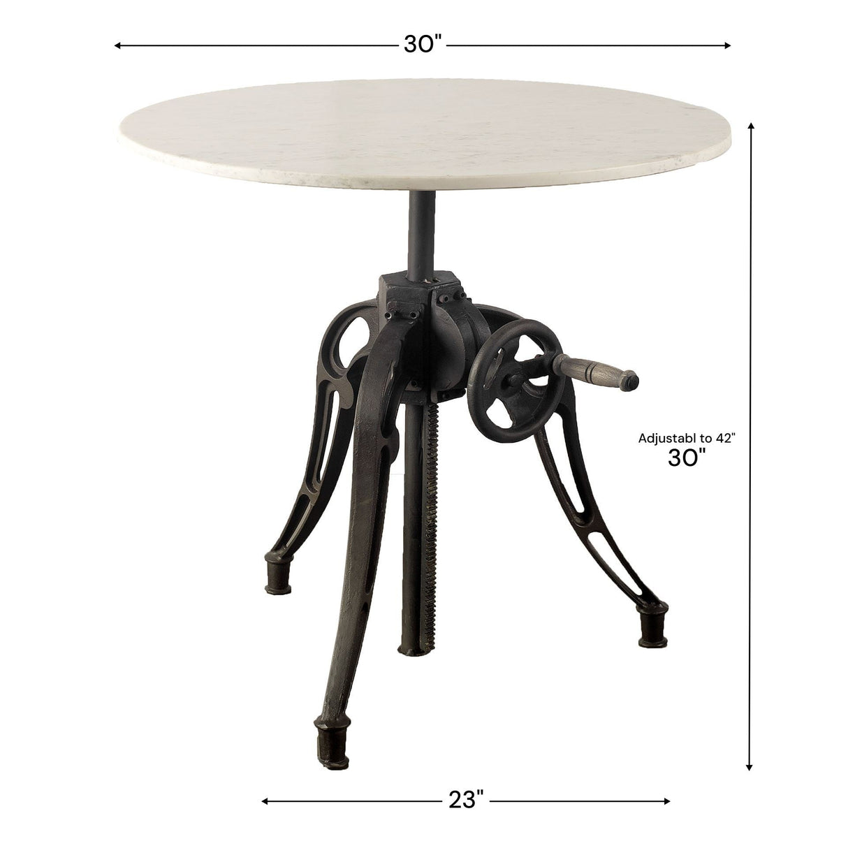Emslie III Round White Marble Top Black Metal Base Dining Table by Mercana at Eve Furniture