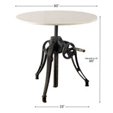 Emslie III Round White Marble Top Black Metal Base Dining Table by Mercana at Eve Furniture