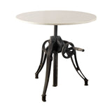 Emslie III Round White Marble Top Black Metal Base Dining Table by Mercana at Eve Furniture
