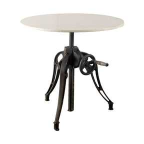 Emslie III Round White Marble Top Black Metal Base Dining Table by Mercana at Eve Furniture