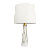 Enclave Hydro Black Table Lamp with On/Off Switch Faux Marble Base Fabric Shade