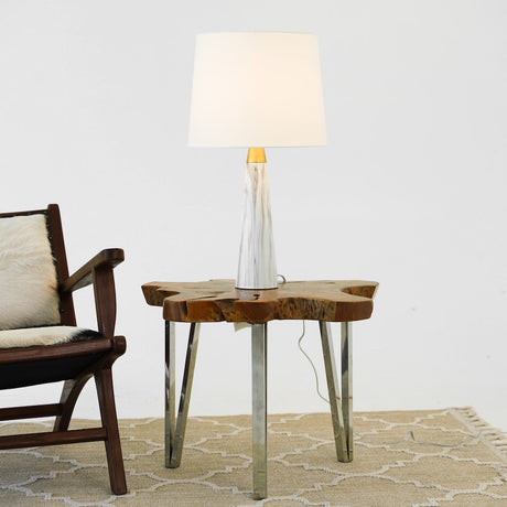 Enclave Hydro Black Table Lamp with On/Off Switch Faux Marble Base Fabric Shade by Ashcroft Furniture at Eve Furniture