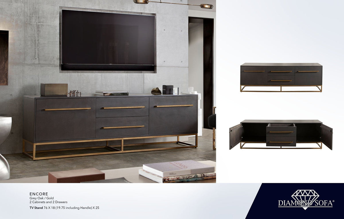 Encore Grey Oak Metal TV Stand by Diamond Sofa at Eve Furniture