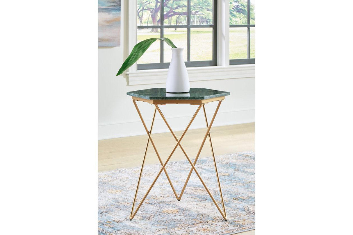 Engelton Green/Gold Accent Table by Ashley at Eve Furniture