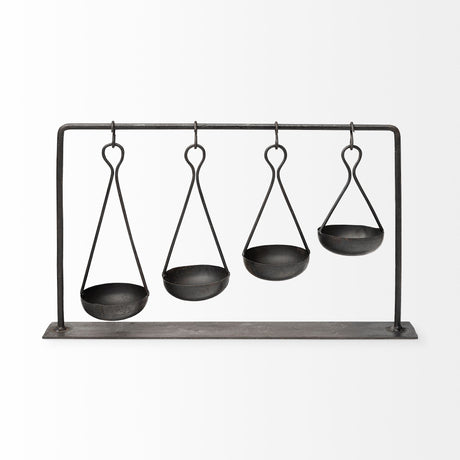 Enos Black Metal 4 Bowl Ancient Spice Market Decorative Display by Mercana at Eve Furniture