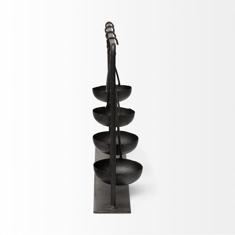 Enos Black Metal 4 Bowl Ancient Spice Market Decorative Display by Mercana at Eve Furniture