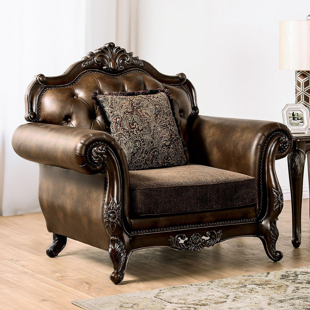 Ensenada Dark Cherry/Brown Chair by Furniture of America at Eve Furniture