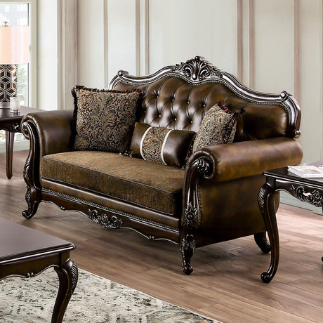 Ensenada Dark Cherry/Brown Loveseat by Furniture of America at Eve Furniture