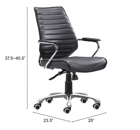 Enterprise Black Low Back Office Chair by Zuomod at Eve Furniture