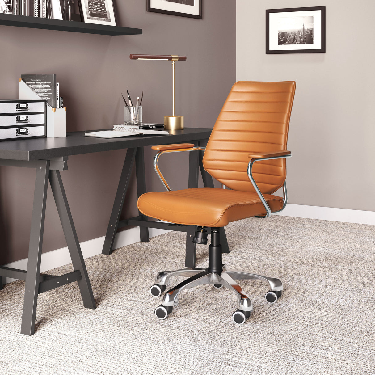 Enterprise Terracotta Low Back Office Chair by Zuomod at Eve Furniture