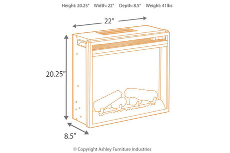 Entertainment Accessories Black Electric Fireplace Insert by Ashley at Eve Furniture