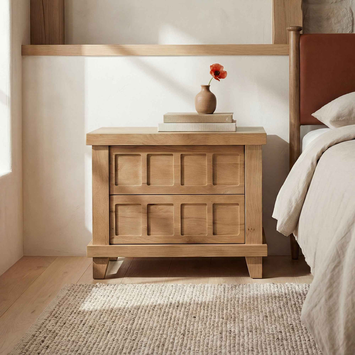 Enya Natural Oak Nightstand by Moe's Home at Eve Furniture