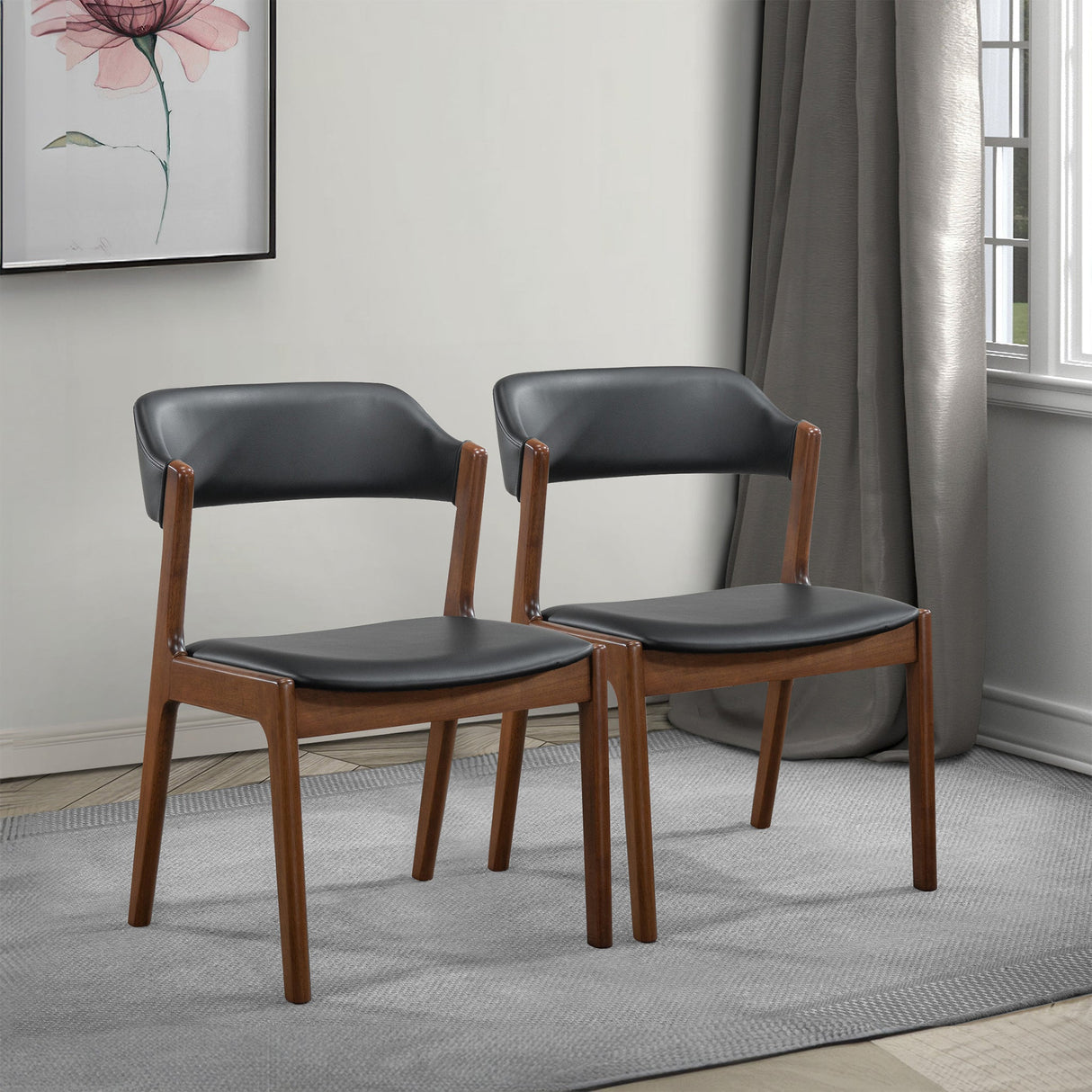 Enzo Black Leather Dining Chair (Set Of 2) by Ashcroft Imports at Eve Furniture