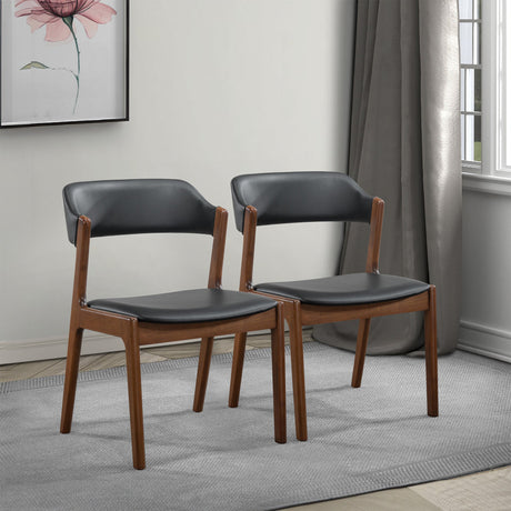 Enzo Black Leather Dining Chair (Set Of 2) by Ashcroft Imports at Eve Furniture