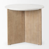 Enzo Marble Tabletop w/ Fluted Light Wood Base Foyer Accent Table by Mercana at Eve Furniture