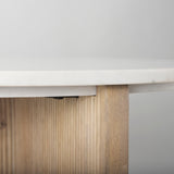 Enzo Marble Tabletop w/ Fluted Light Wood Base Foyer Accent Table by Mercana at Eve Furniture